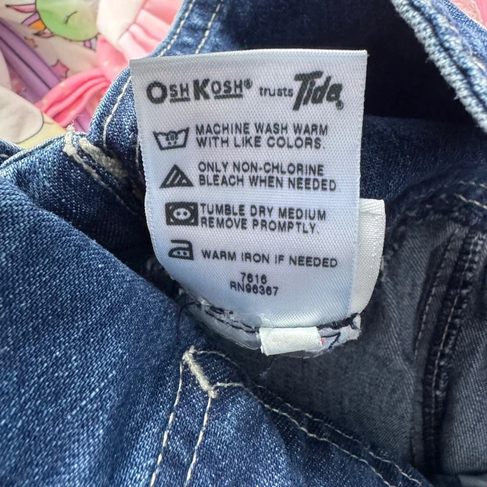 Vintage OshKosh B'gosh Denim Jumper Dress 12M Blue Overall Skirt 90s